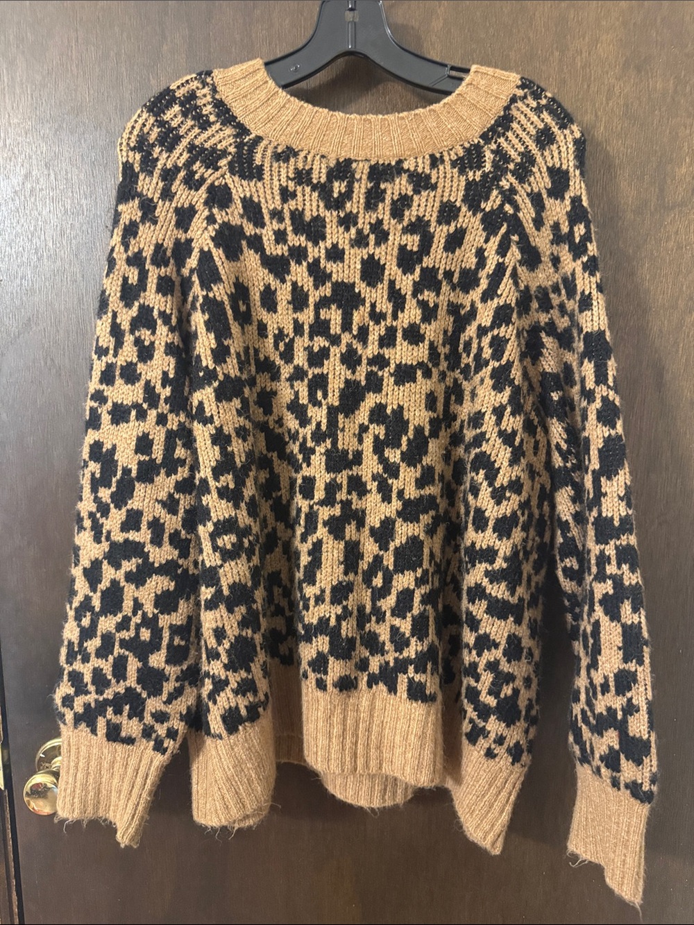 Old Navy Leopard-Print Crewneck Sweater - Camel & Black